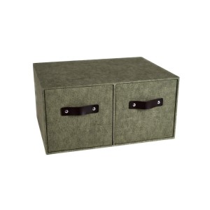 Marquee Double Drawers Storage Box - Olive Grey