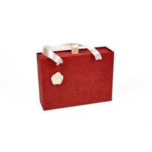 Red Drawer Gift Box With Beige Rose 